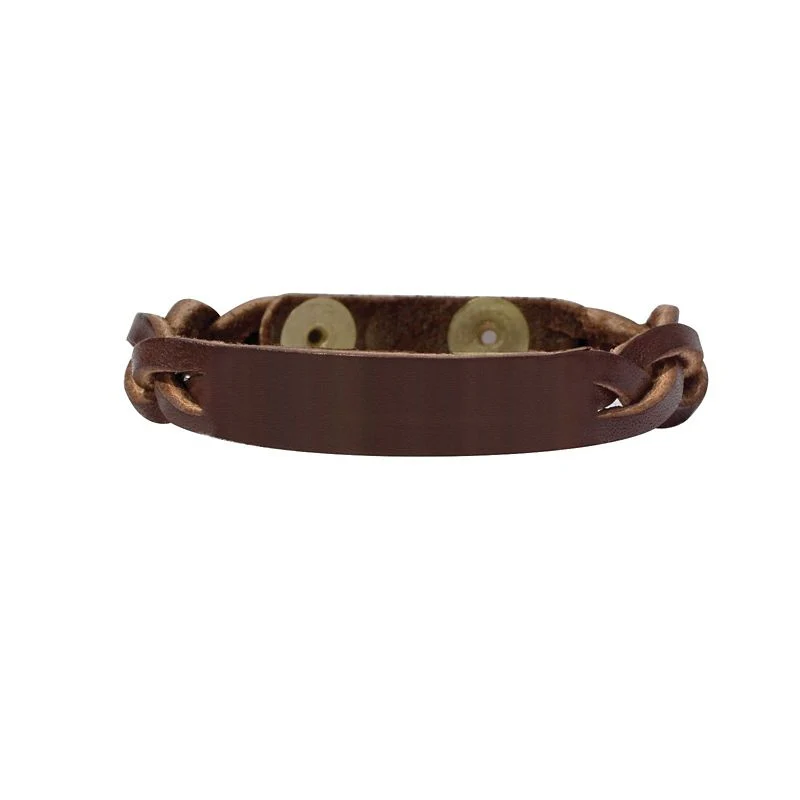 Perris Braided Leather BraceletBk/Wh - Image 2