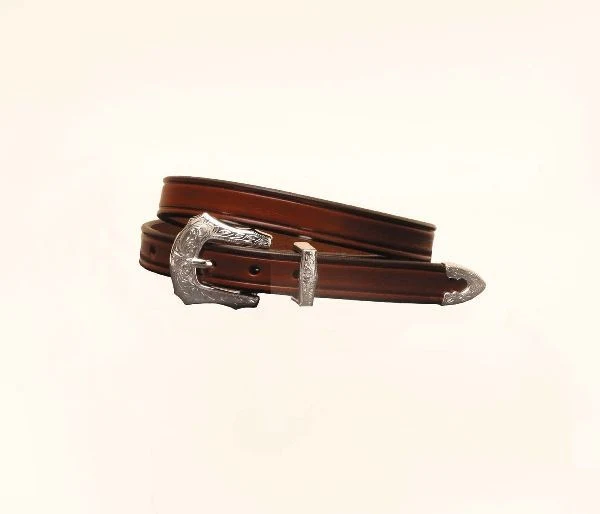 Plain Creased Belt/3Pc Silver Buckle Set 24 Brn