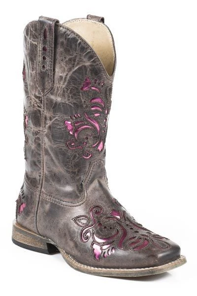 Roper Kids Belle Bling W Cowgirl Boots 1 Brn/Pnk - Image 2
