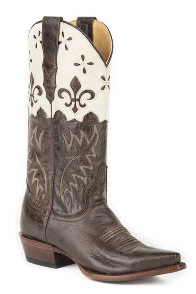 Stetson Ladies Mia Rnd Toe Tall Boots 6 Brn/Wht - Image 4
