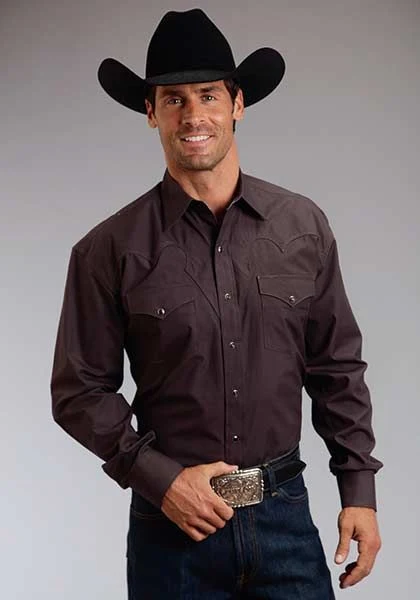 Mens Peached Poplin LS Shirt - Image 2
