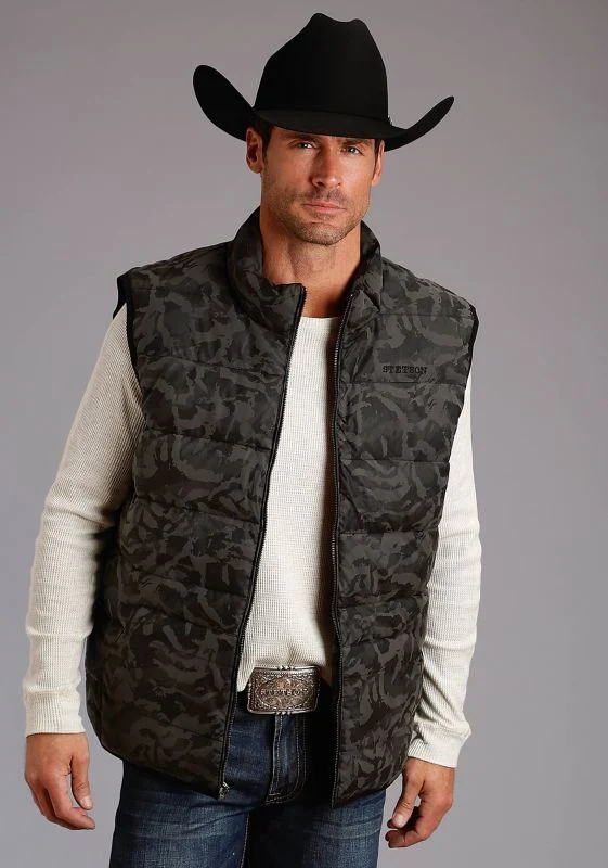 Stetson Mens Sueded Camo Vest LG Black - Image 3