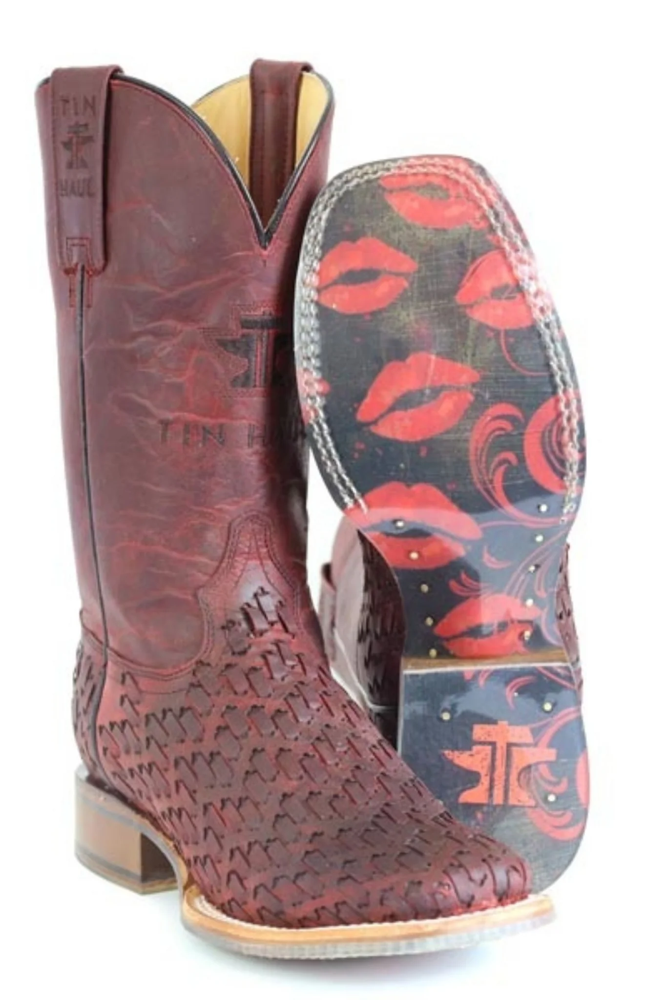 Tin Haul Ladies Roses Are Red Square Toe Boots