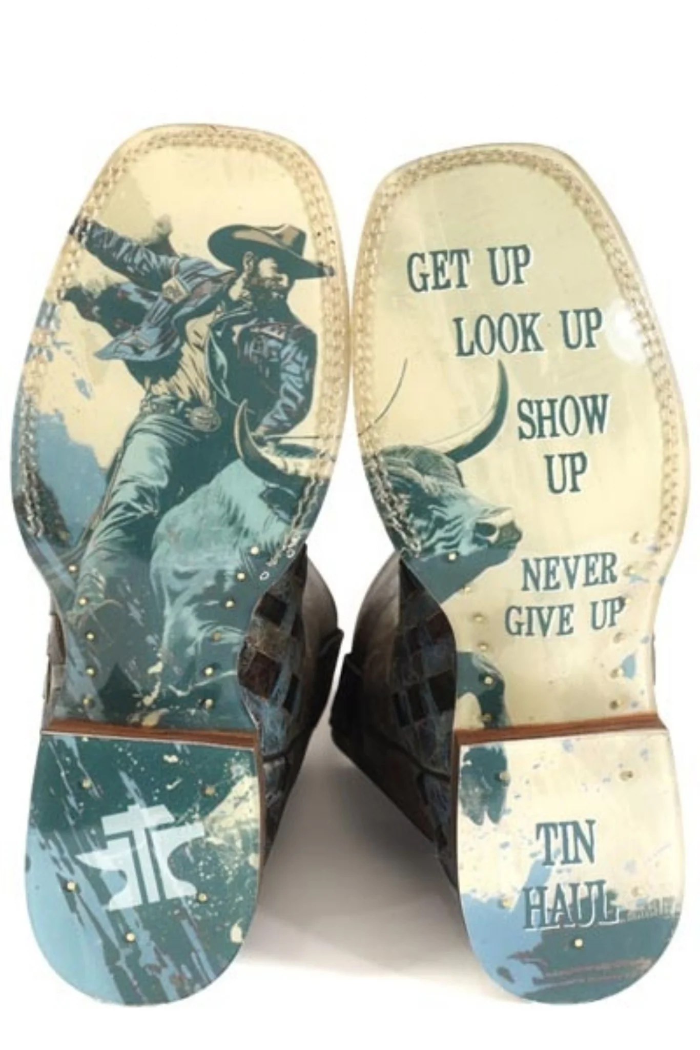 Tin Haul Mens Never Give Up Square Toe Boots - Image 2
