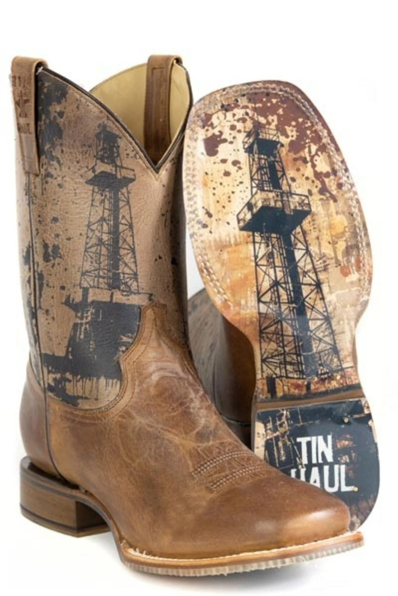 Tin Haul Mens Oil Derrick Square Toe Boots