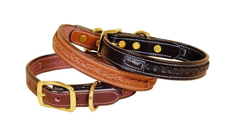 3/4In Dog Collar - Raised Center Braid 12in Bk/Gry - Image 7