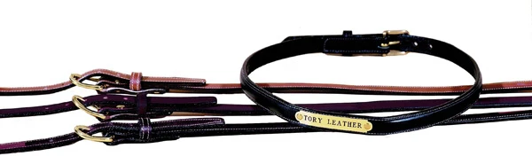 Tory Leather 3/4" Raised Leather Belt with Brass Buckle