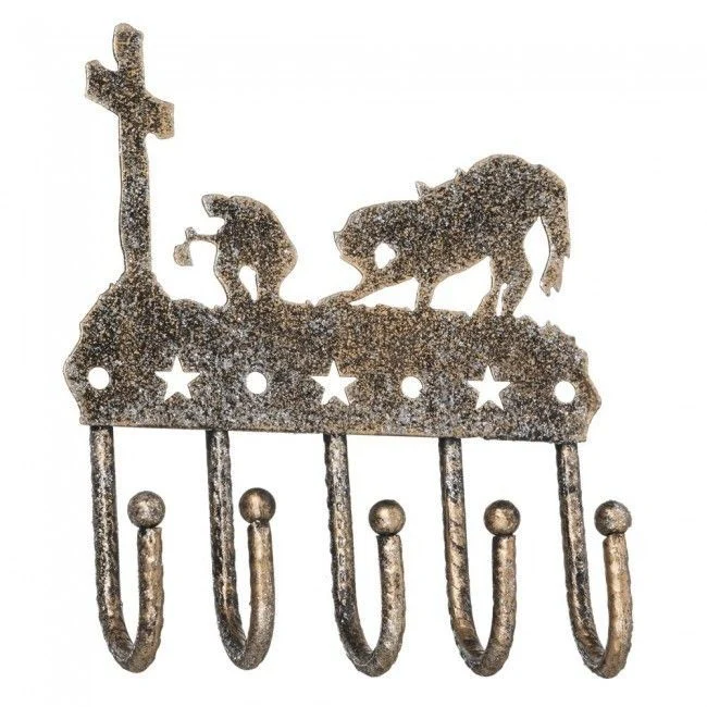 Tough1 Key Rack/Equine Motif/Glitter FinishBk/Wh
