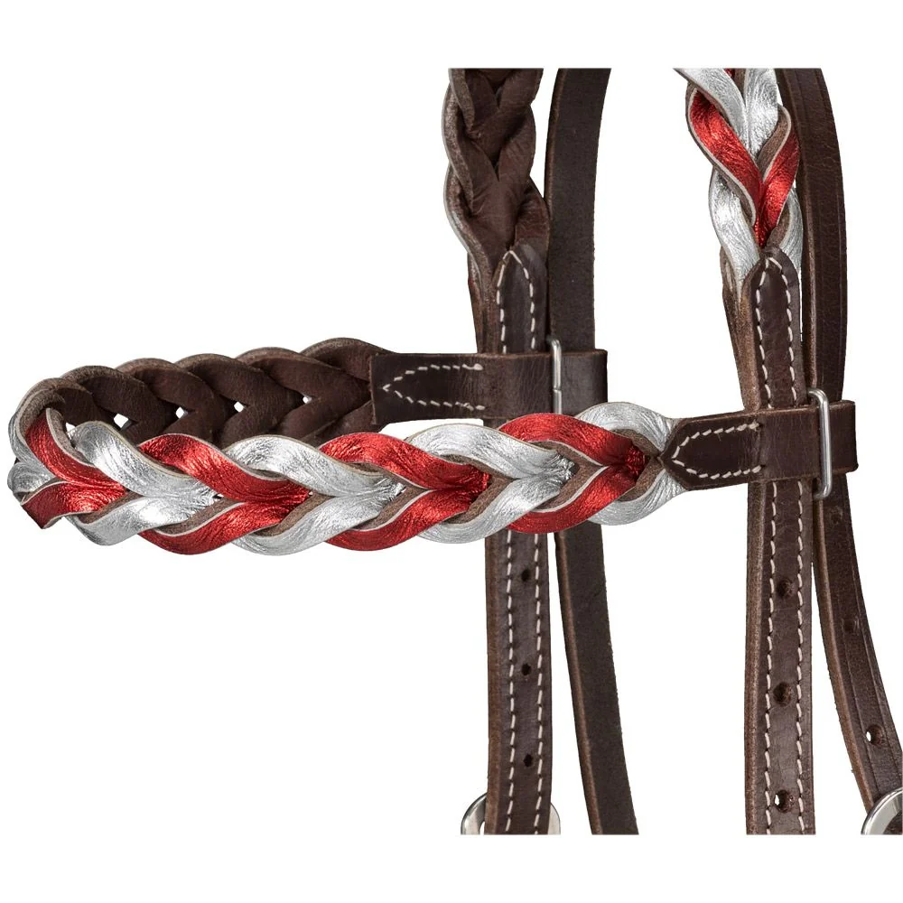 Tough1 Patriotic Braided Leather Browband Headstall - Image 3