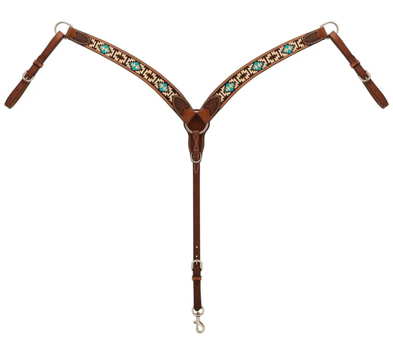 Weaver Turquoise Cross Aztec Contour Breast Collar