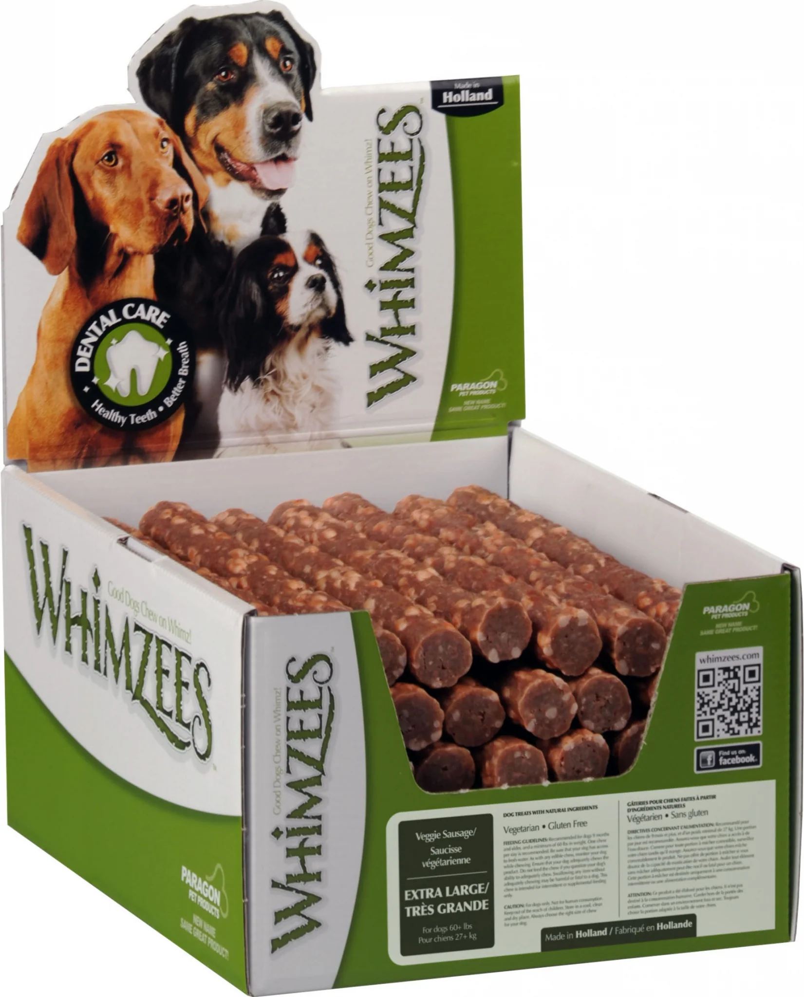 Whimzees Veggie Sausage Dental Treat XL/30 Piece - Image 2